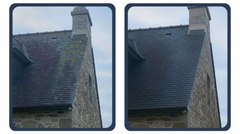 Démoussage d'ardoises par drone