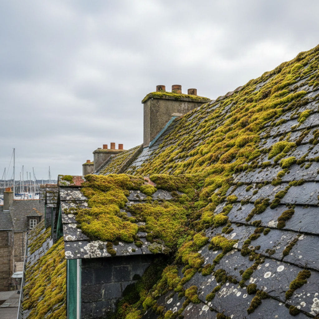 Toiture avec de la mousse sur Brest